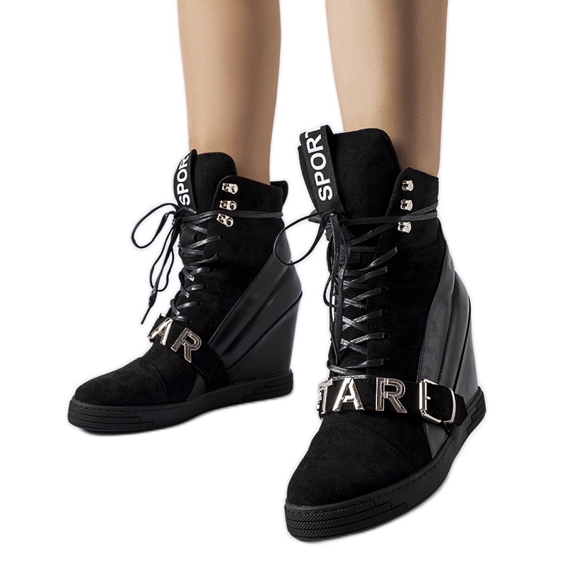 Pugliesi black high-heeled sneakers Pugliesi black high-heeled sneakers