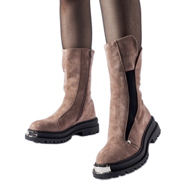 Brown insulated ankle boots with decorative toe Bologna