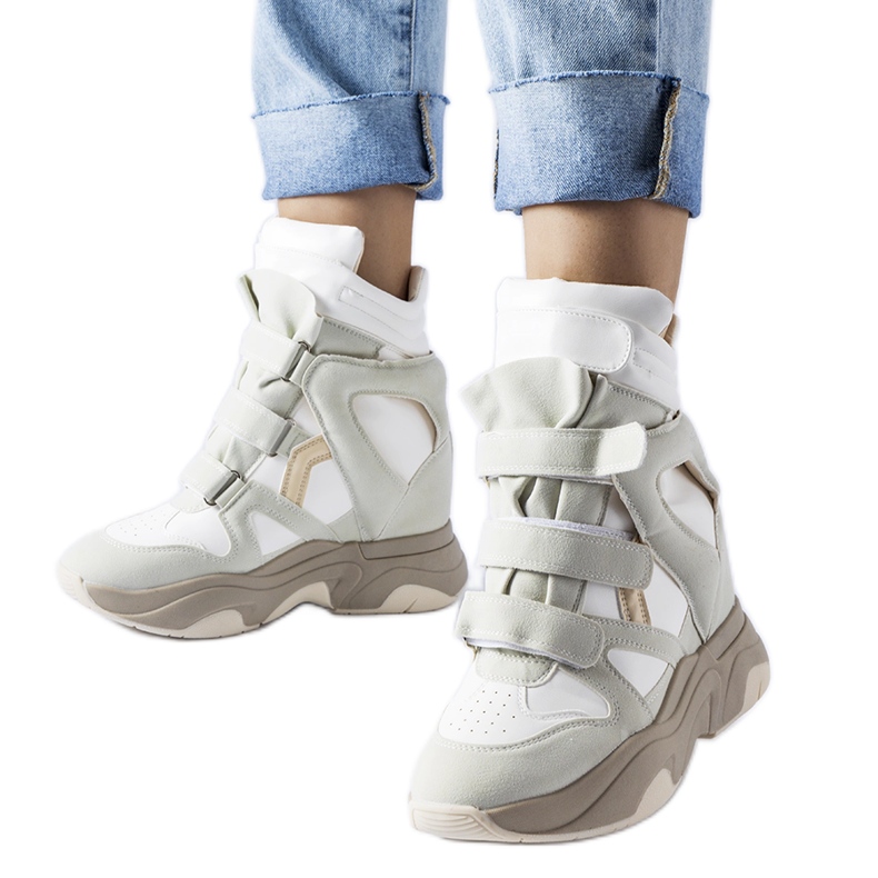 White and mint wedge sneakers by Novarese