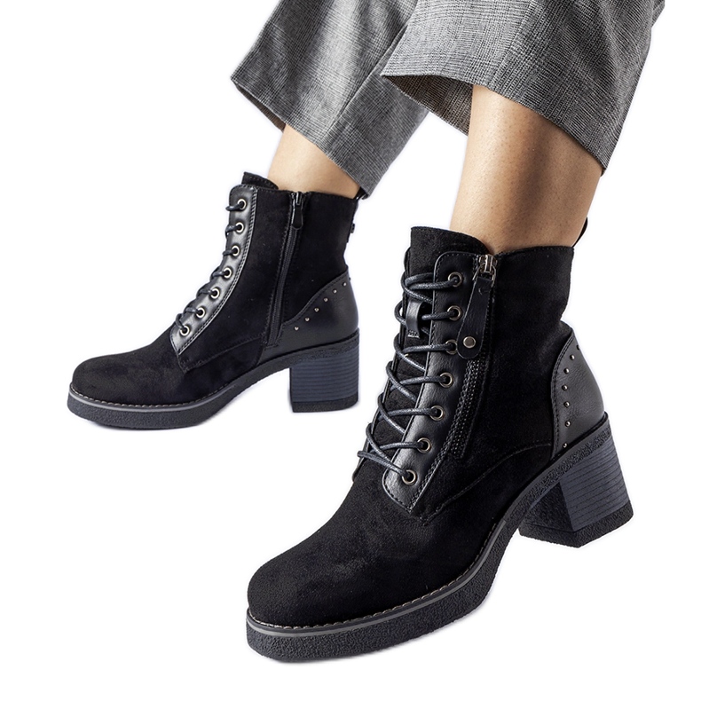 Black eco-suede Graziella ankle boots