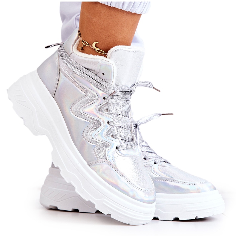 Women's silver insulated sports shoes
