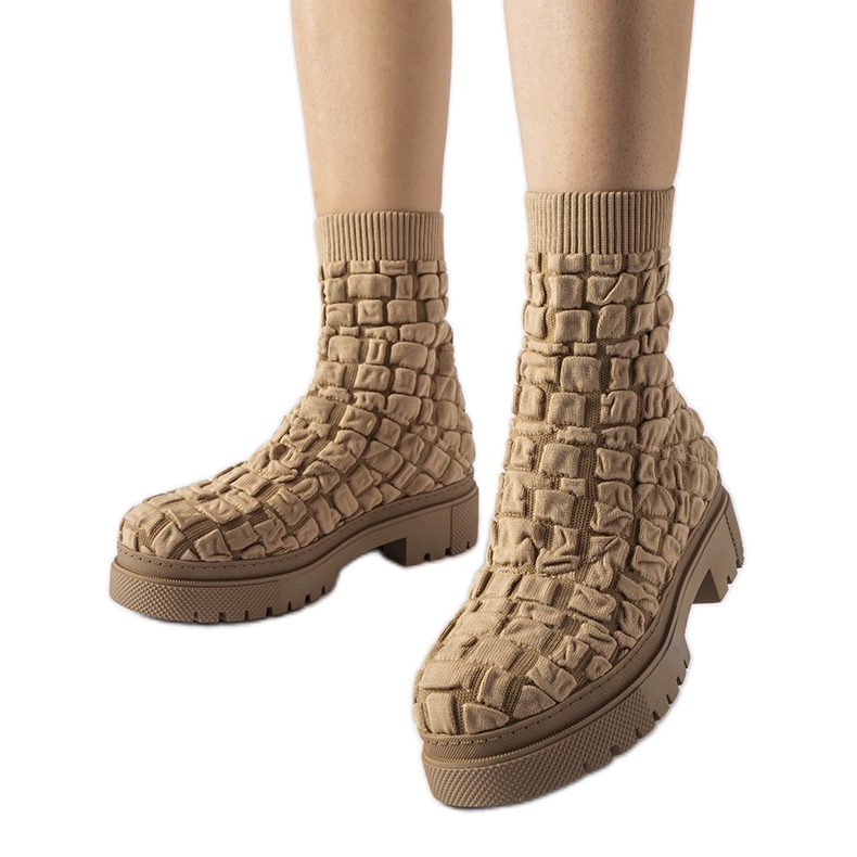 Brown ankle boots with a sock upper from Arlington