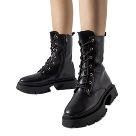 Black insulated lace-up ankle boots by Aeroporto