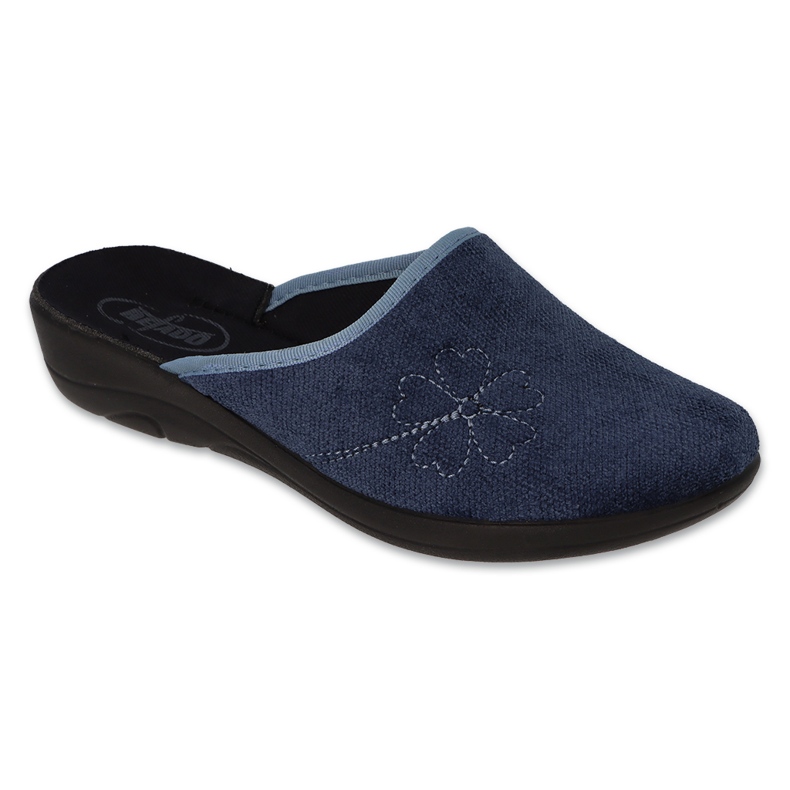 Befado women's pu slippers 552D022 navy blue with embroidery