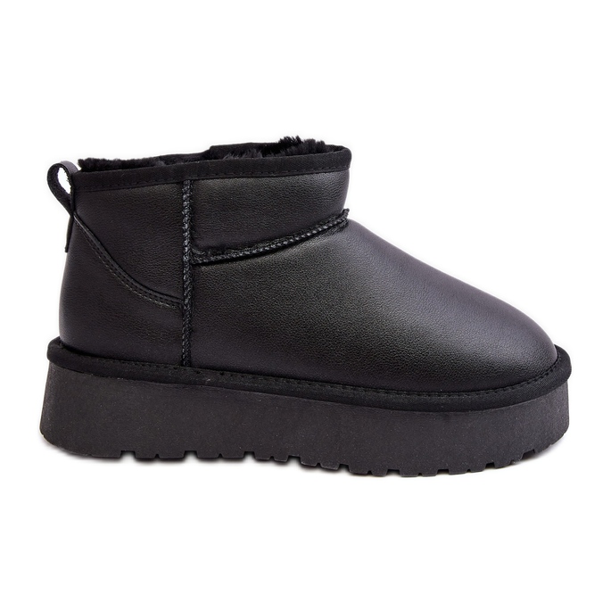 Leather Women's Platform Snow Boots Black Loreley