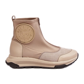 Women's Leather Ankle Boots With Zipper Maciejka 06297-22 Beige