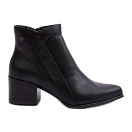 Sergio Leone Black Cidi Leather Low Heel Ankle Boots