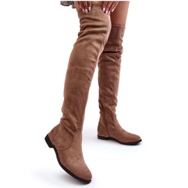 Beige Bikka Women's Over-the-Knee Flat Boots