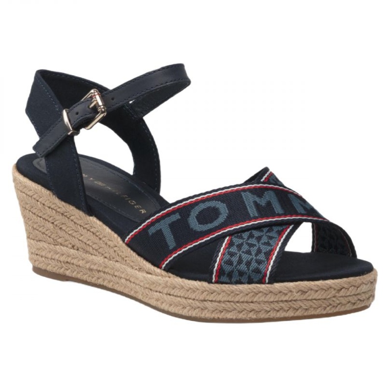 Tommy Hilfiger Webbing Low Wedge Sandal W FW0FW06297 blue