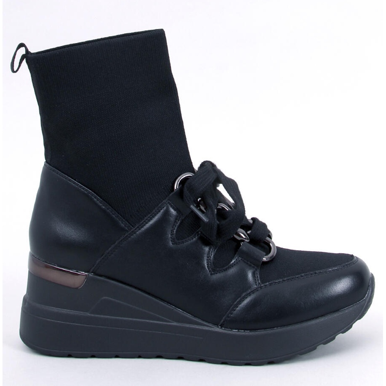 Kaye Black wedge ankle boots with elastic upper