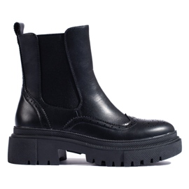 Shelovet black openwork Chelsea boots