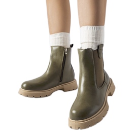 Green ankle boots with a beige sole Giacinta