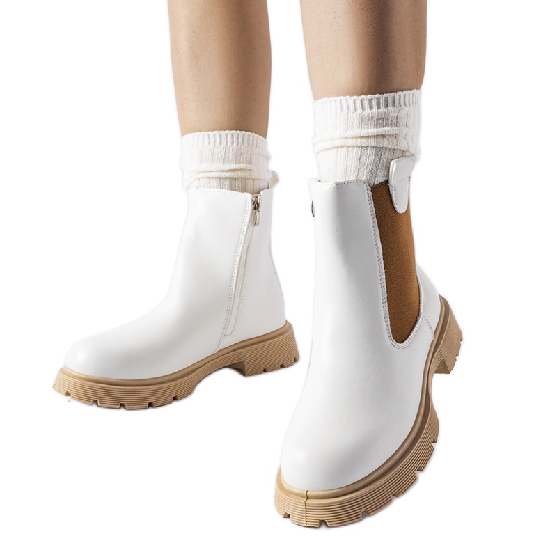 White ankle boots with a beige sole Giacinta White ankle boots with a beige sole Giacinta