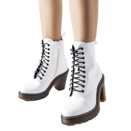 Ezio white lace-up ankle boots
