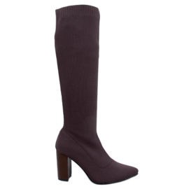 Elisha Brown elastic high-heeled boots