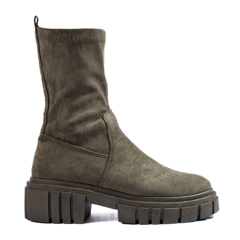 Shelovet women's dark green suede ankle boots