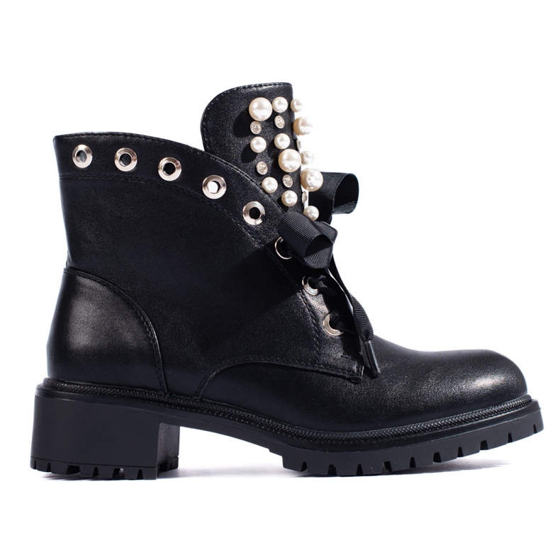 Black workers' boots with Shelovet pearls