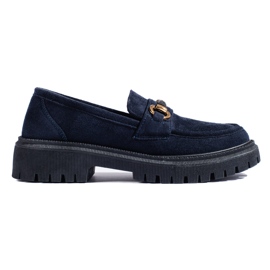 Shelovet women's navy blue suede moccasins Shelovet women's navy blue suede moccasins