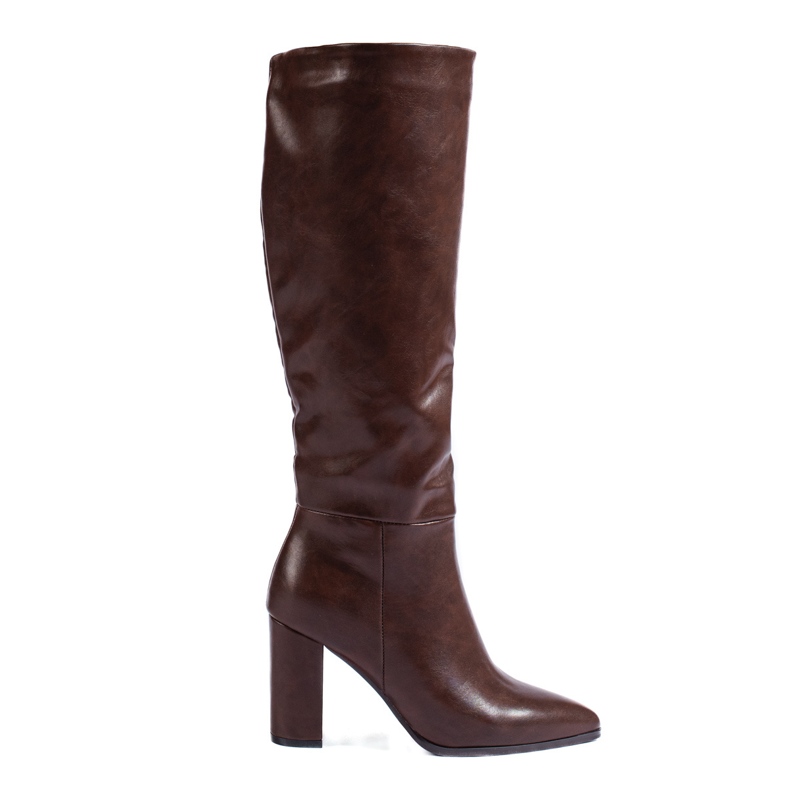 Elegant brown high-heeled boots made of Shelovet ecological leather Elegant brown high-heeled boots made of Shelovet ecological leather