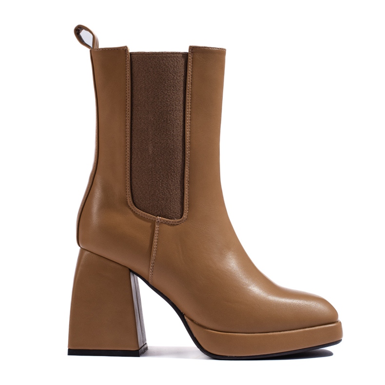Brown Shelovet women's Chelsea boots with a wide heel Brown Shelovet women's Chelsea boots with a wide heel