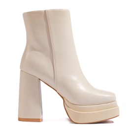 Shelovet cream high-heeled ankle boots beige