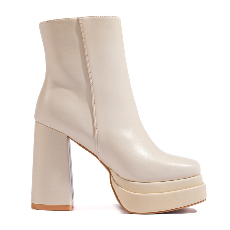 Shelovet cream high-heeled ankle boots beige
