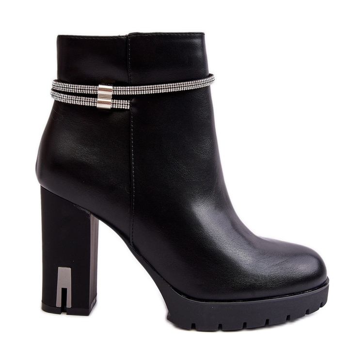 Women's Ankle Boots With Decoration, Black Carolla