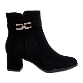 Women's Low Heel Ankle Boots With Decoration Black Numissa