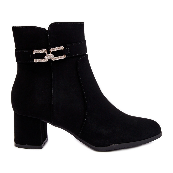 Women's Low Heel Ankle Boots With Decoration Black Numissa