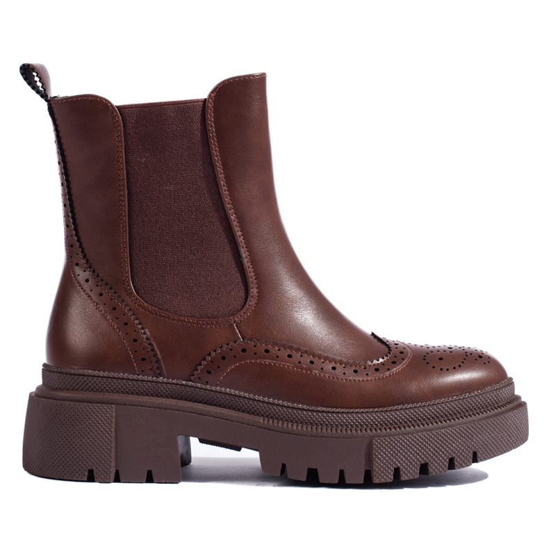 Shelovet brown openwork Chelsea boots