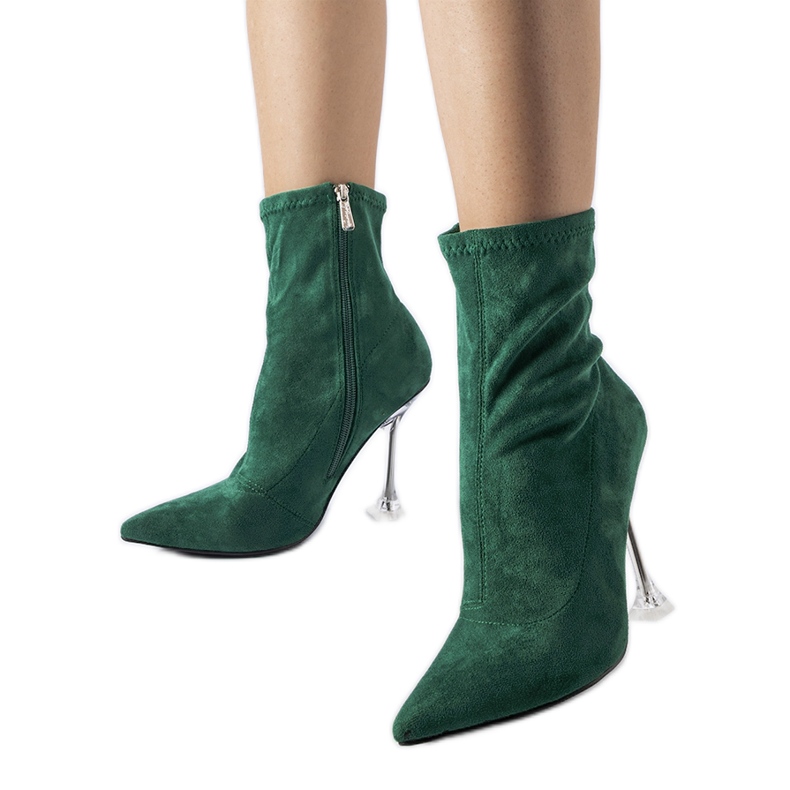 Green ankle boots with a decorative heel from Ferguson Green ankle boots with a decorative heel from Ferguson