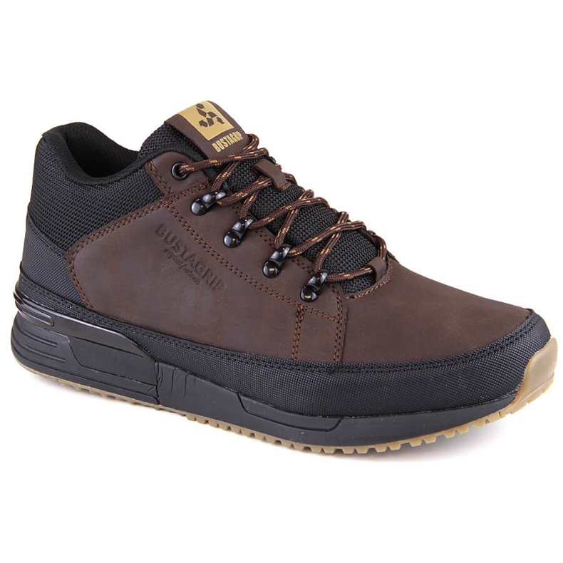 Brown Bustagrip leather men's high-top sports shoes