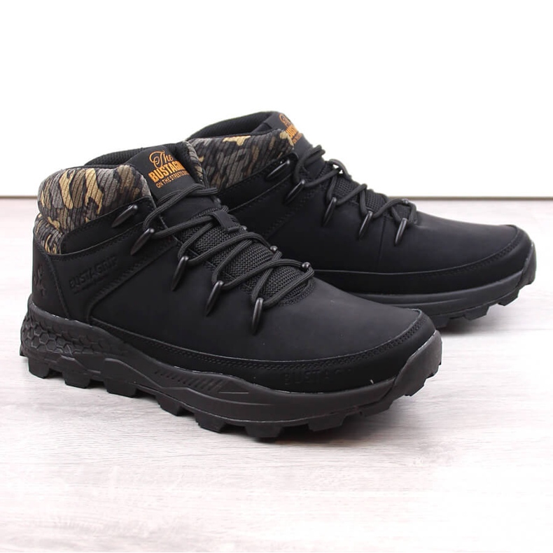 Bustagrip Men's leather high-top trekking shoes, black