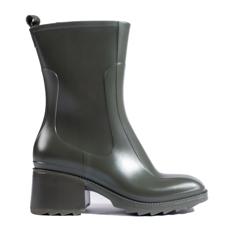 SHELOVET Green high-heeled wellingtons with a zipper