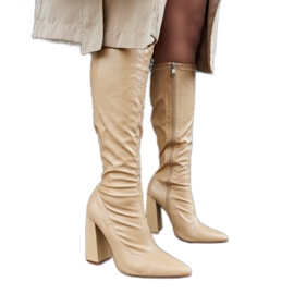 Beige high heel boots from Abelino