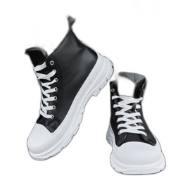 Black high platform sneakers by Jose