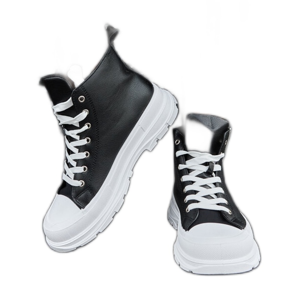 Black high platform sneakers by Jose