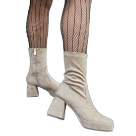 Beige high-heeled Haven ankle boots