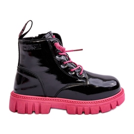 Insulated Patent Children's Boots Big Star MM374148 Black and Pink