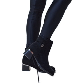 Black elegant ankle boots with Bocconi rhinestones
