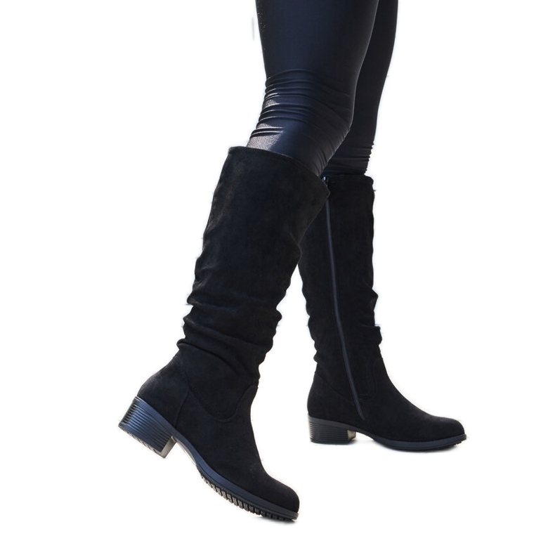 Black wrinkled Angelico eco-suede boots Black wrinkled Angelico eco-suede boots