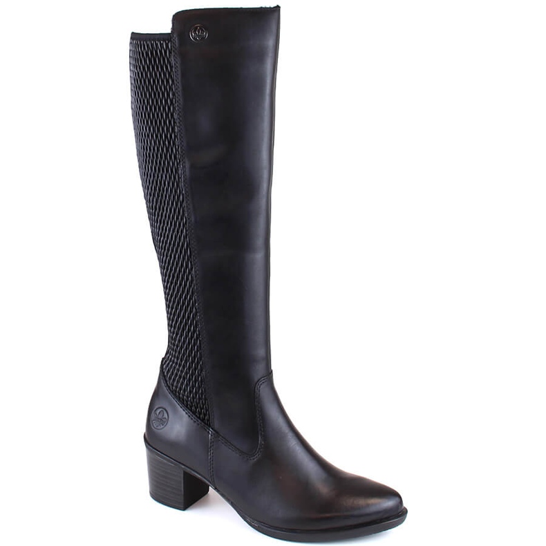 Leather comfortable women's boots with rubber, insulated black Rieker Y2050-00 Leather comfortable women's boots with rubber, insulated black Rieker Y2050-00