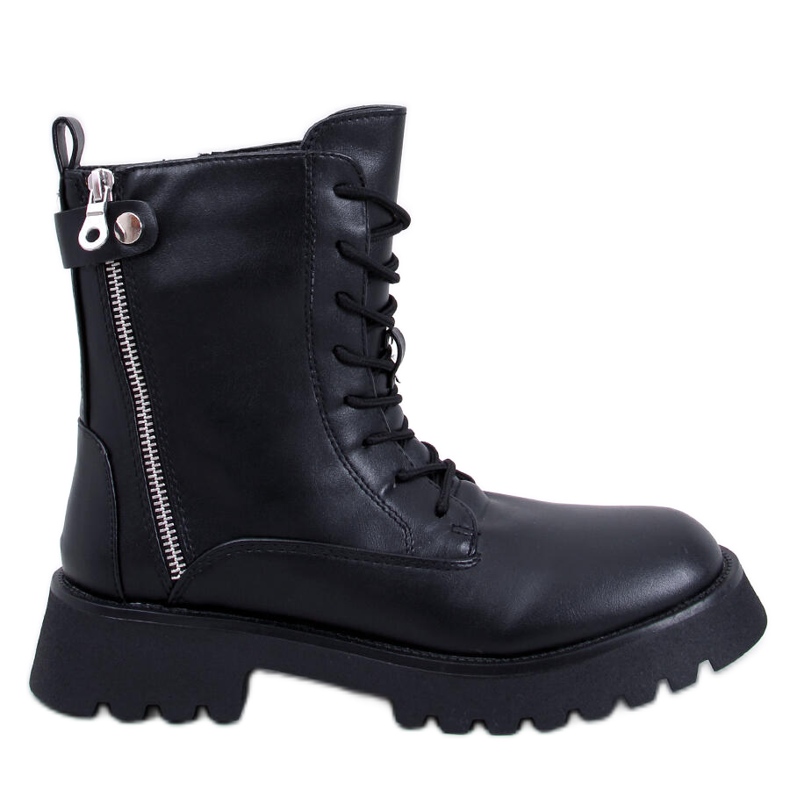 Ferger Black military lace-up ankle boots