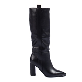 Elegant black Shelovet high-heeled boots