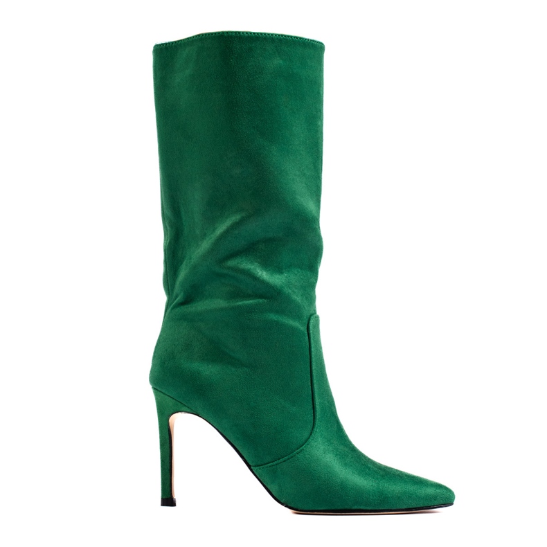Shelovet green suede high-heeled boots