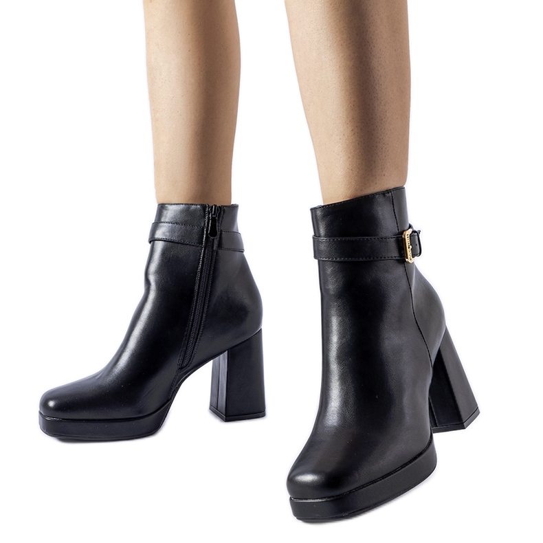 Black insulated classic Caio high-heeled ankle boots