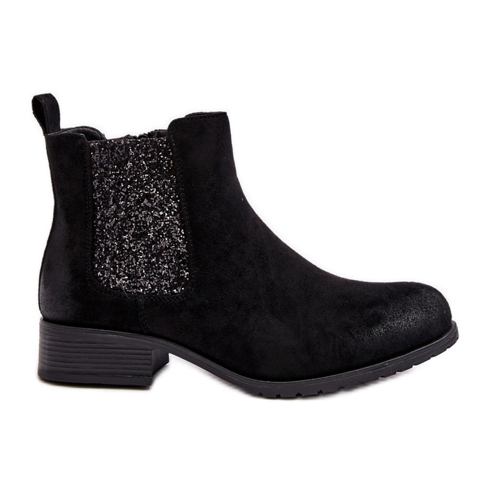 Women's Chelsea boots with flat heels, Black Sauamia