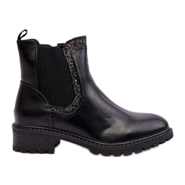 Women's Chelsea boots with a low shaft and a flat heel, Black Kassona
