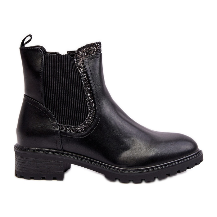 Women's Chelsea boots with a low shaft and a flat heel, Black Kassona Women's Chelsea boots with a low shaft and a flat heel, Black Kassona