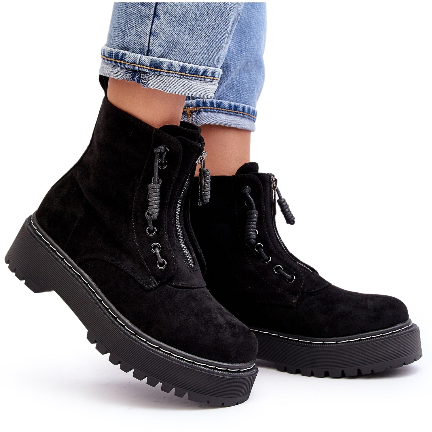 Thick sales black boots